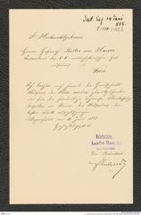 k.k. naturhistorisches Hofmuseum, Intendanzakten 1885-1896 (Hauer), Aktenzahl Z.334/1888, Seite 1